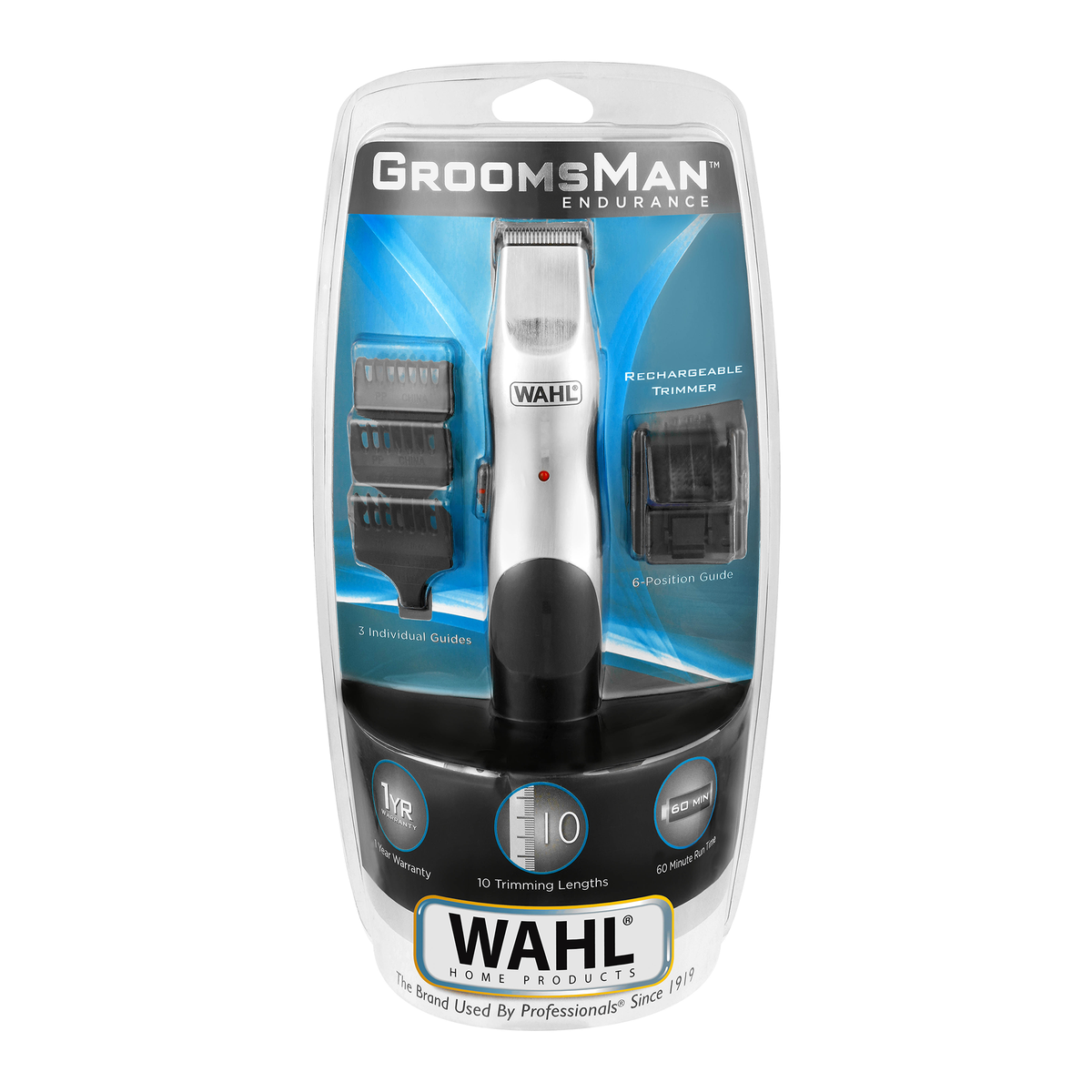 Wahl Groomsman Endurance Cordless Beard Trimmer Kit Polished Chrome